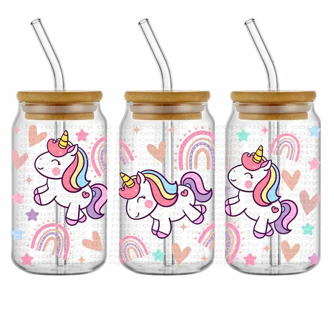 Unicorn UVDTF UV-DTF Mug Tumbler Sticker UV DTF Cup Wrap Transfers For 16 oz 16oz Libbey Glass Can