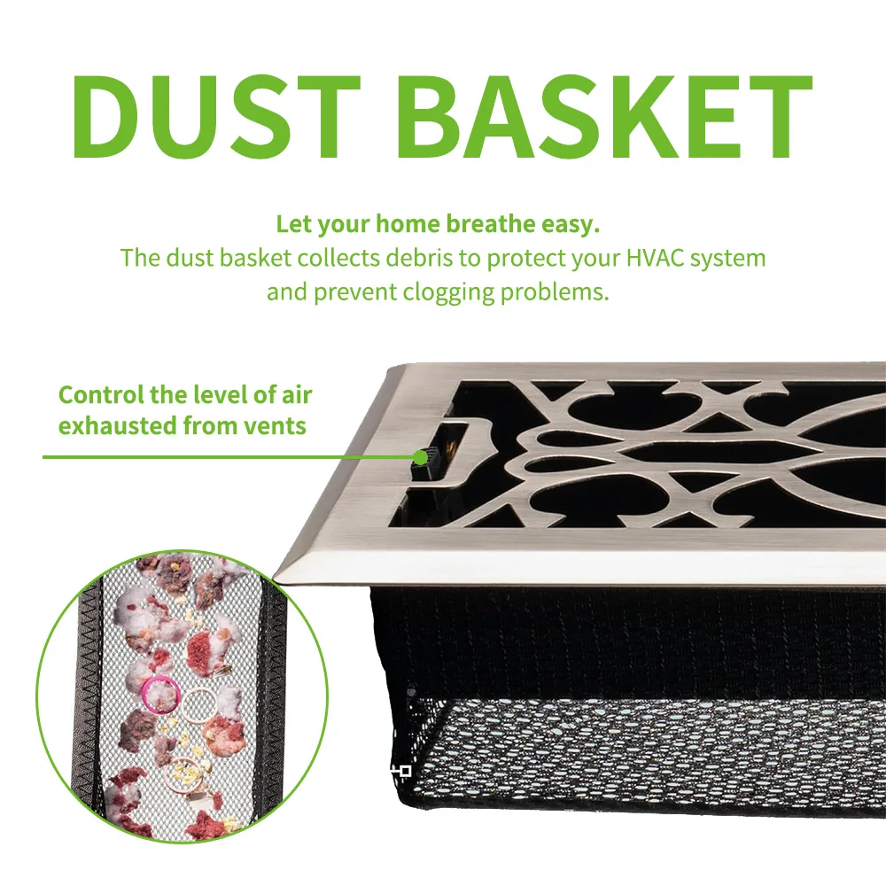 Lakeso Heavy Duty Walkable Floor Register Neoclassical Design Antique Brass Vent Cover for Home Floor