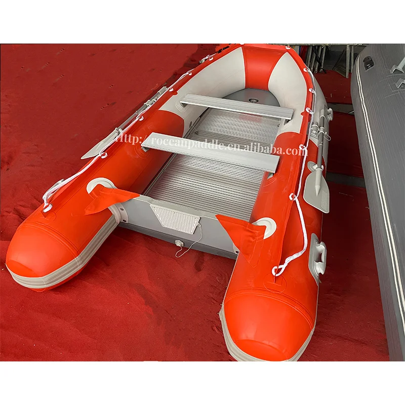 CE China supplier Orange/Grey 1.2mm Folding air  pvc inflatable dinghy boats with motor For 4 5 6 Passengers
