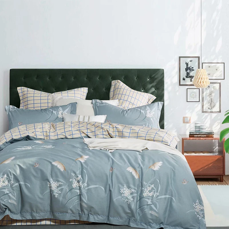 Yiwu Bide100% Cotton Bedding Sets Gray 3 Pieces Duvet Cover King Cotton  best price Bedroom Collections,Reversible Full Bedding