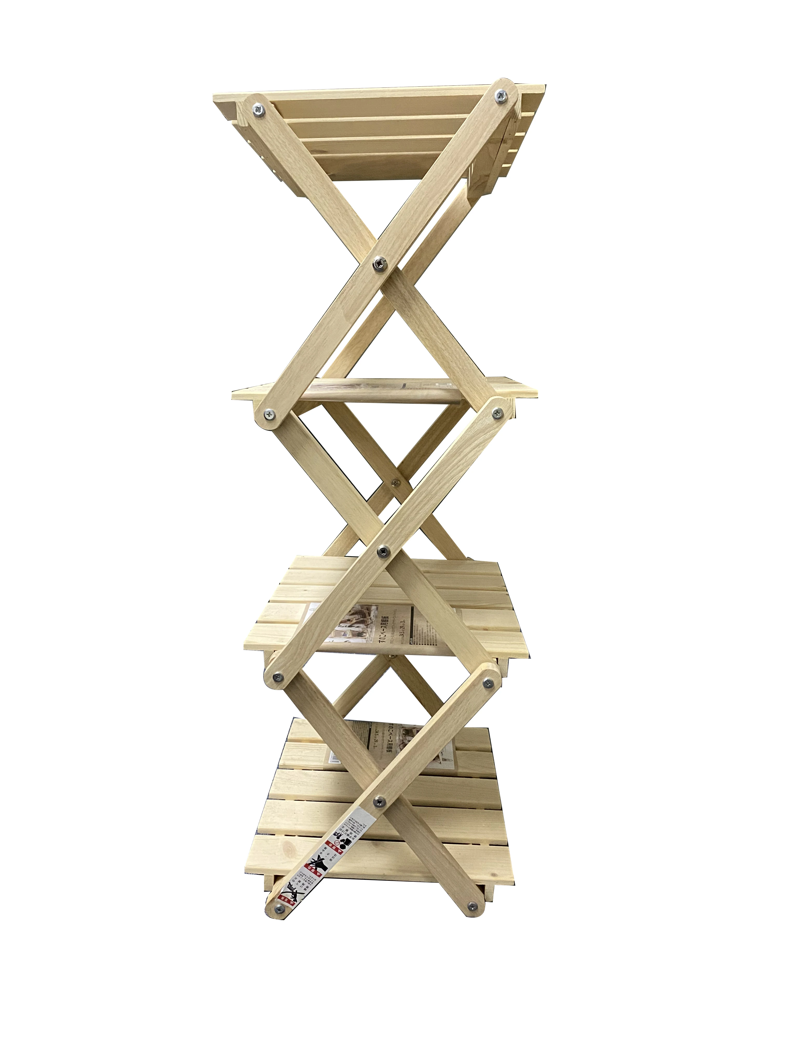 Outdoor indoor 4 floors lightweight foldable wooden shelf table for camping folding