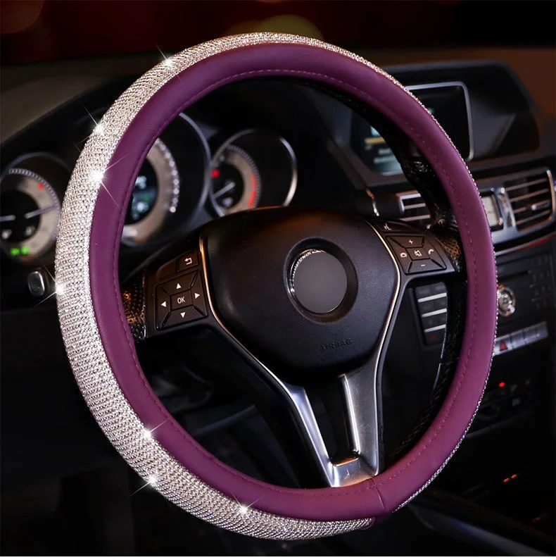 Rhinestone Car Steering Wheel Cover Manufactory Direct Deal Universal Luxury Crystal Diamond Non-slip Car Steering Wheel Cover