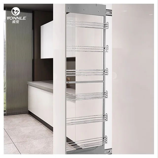 Kitchen cabinet basket Tall Unit Pull Out Kitchen Cabinet Storage Sliding Basket cabinet organizer