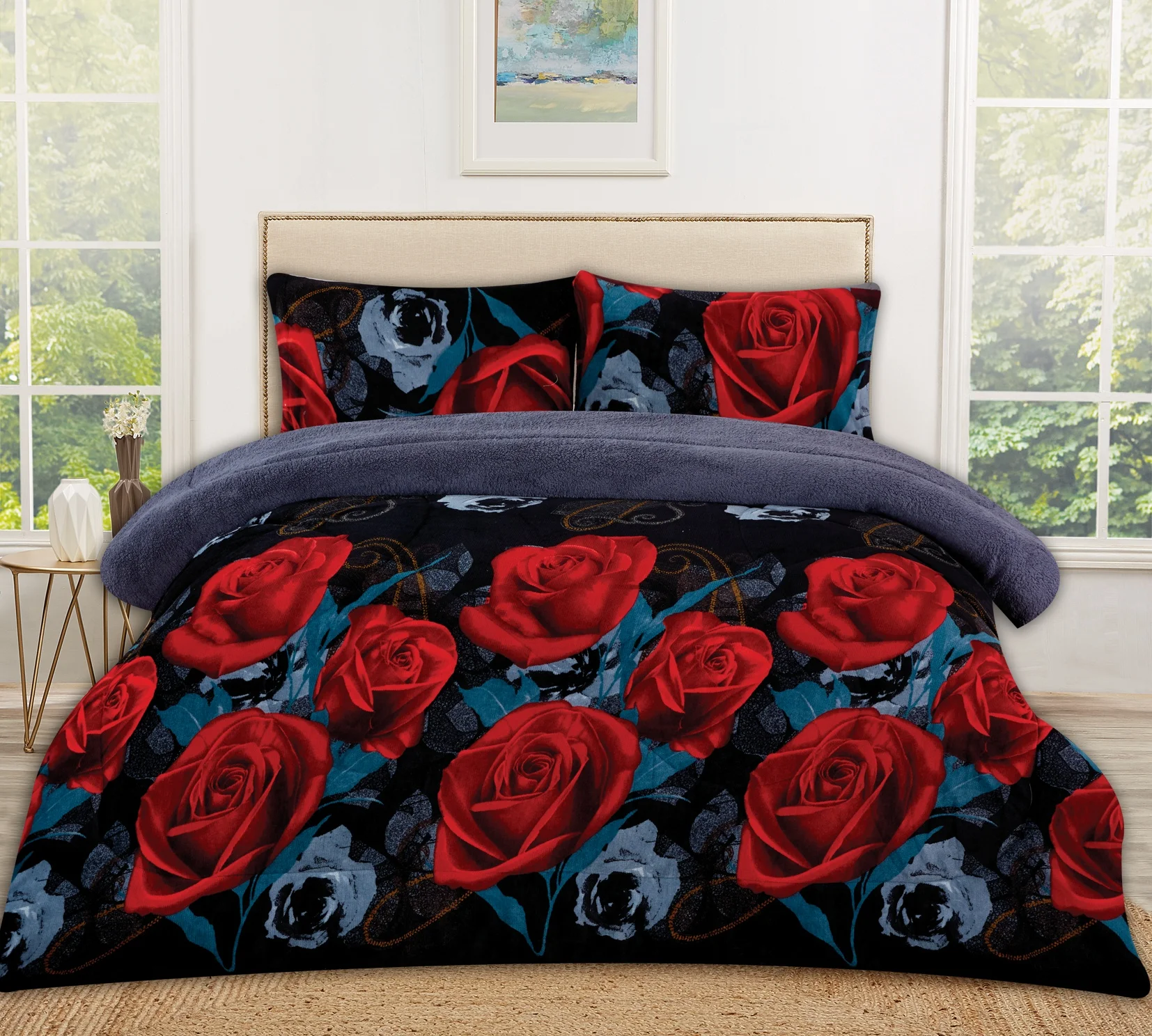 Factory Hot Sale Luxury  Royal quality Comfort Borrego Flannel bed Set