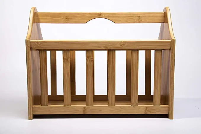 Bamboo Magazine Racks with Handle Space-Saving Magazine Rack Stand Holder for Transporting