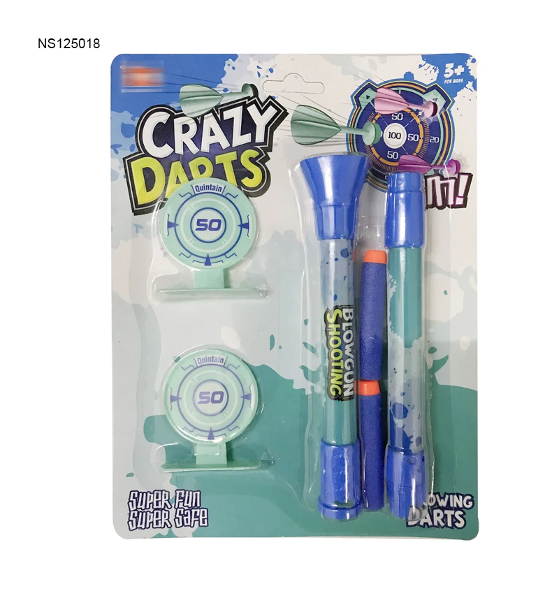 Kids Safety Plastic Shooting Game Toy Blow Gun Toy Foam Dart Bullets Foam Blow Dart Gun Toys