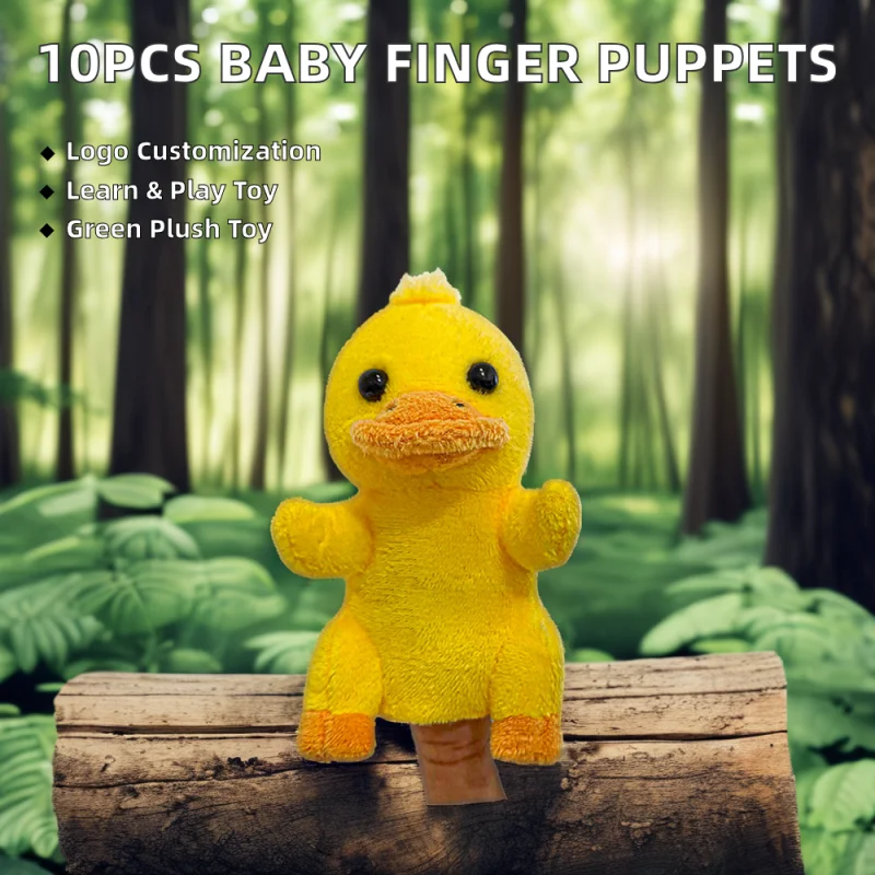 Set of 10 Soft Baby Duck Finger Puppets Cartoon Farm Animals Plush Dolls Educational Cloth Theater Toys Wonderful Gifts for Kids