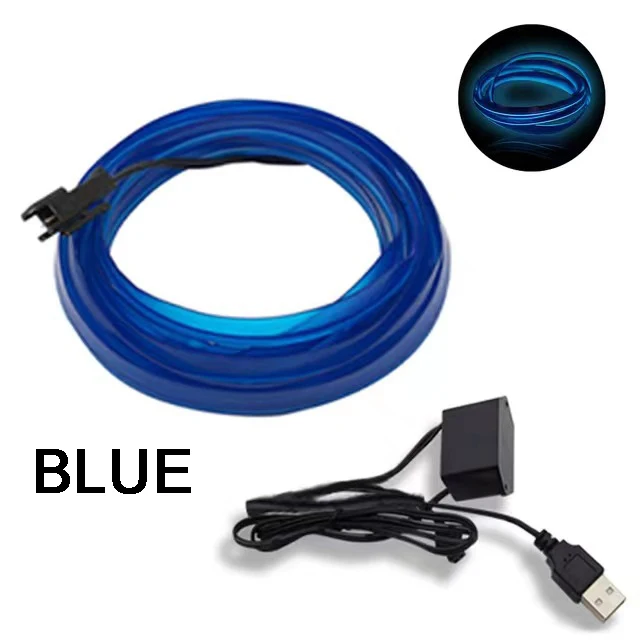 Best Seller 15ft/5m Cheap price EL car accessories LED lights interior neon atmosphere lighting Automobile interior refit