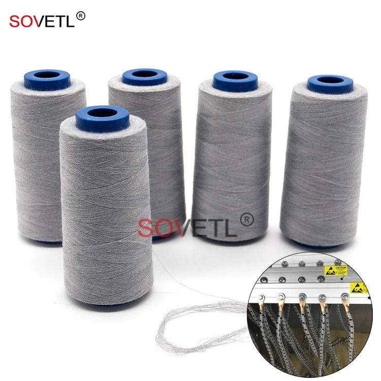 Conductive Thread Anti Static Yarn Polyester Conductive Sewing Thread Yarn Silver Antistatic Sewing Thread  For Garment