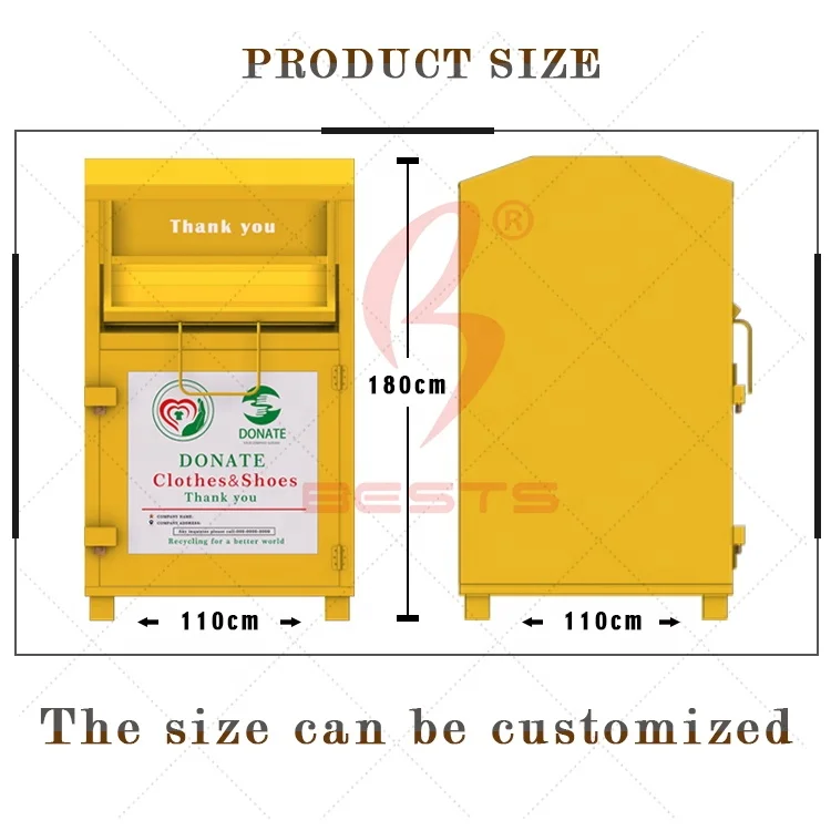 Китай, общественная оцинкованная сталь, металл, текстиль, контейнер для пожертвования одежды, контейнеры для коллекции одежды