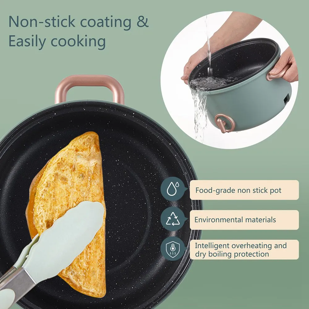  Hytric electric hot pot 2.5L portable non-stick coating frying pan dual power control multi-function rice