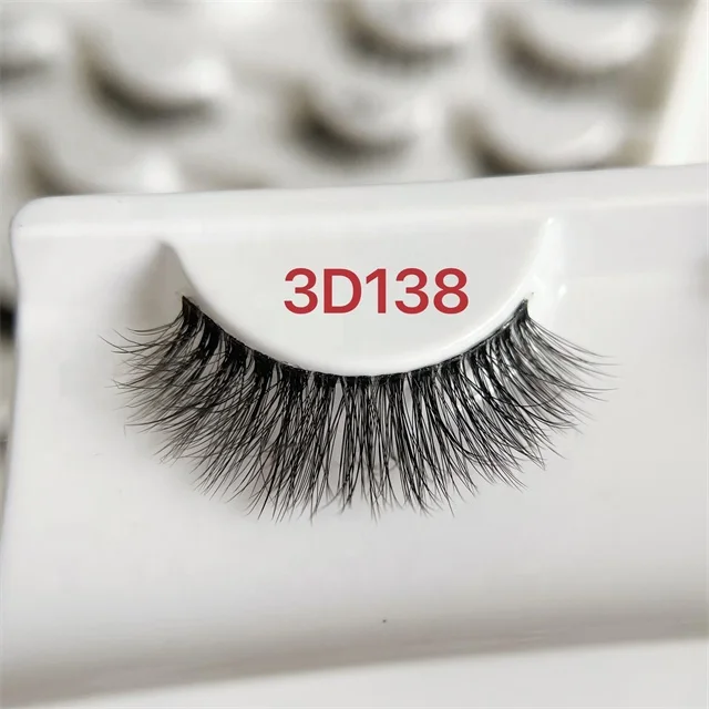 Qingdao  Natural Style PBT Soft Band Faux Mink Wispie False Eyelashes Wispy Short Faux Naturel Mink Eyelashes