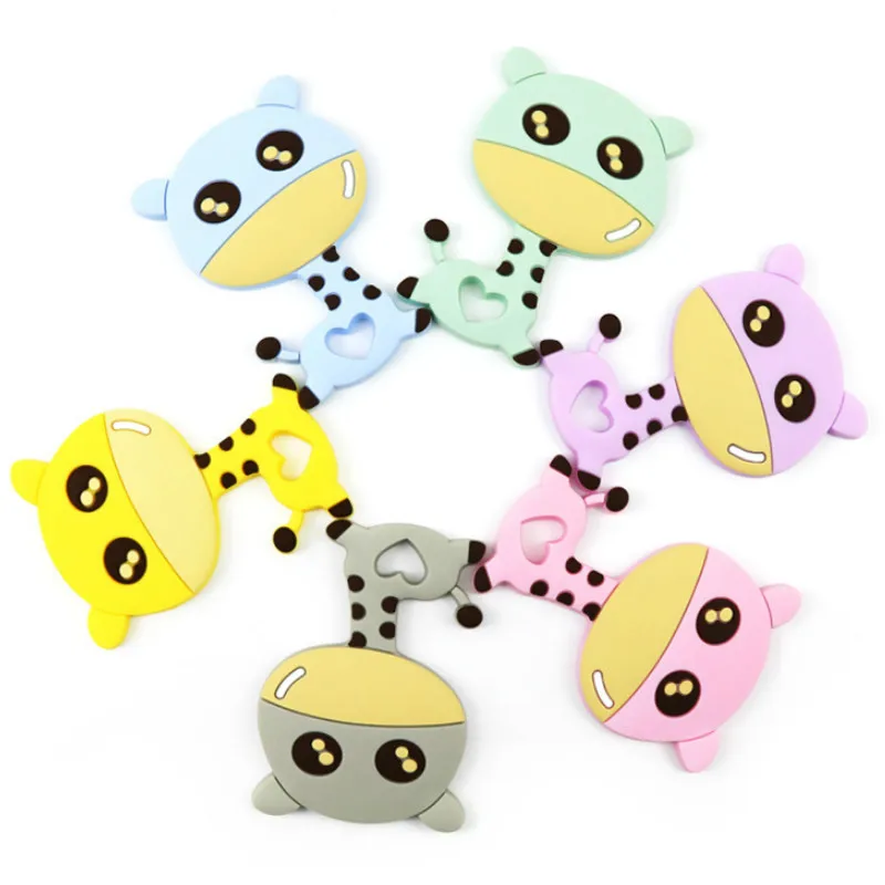 
Custom Silicone Teether Food Grade BPA Free DIY Baby Teether toy NecklaceSilicone Animals Baby Teether 