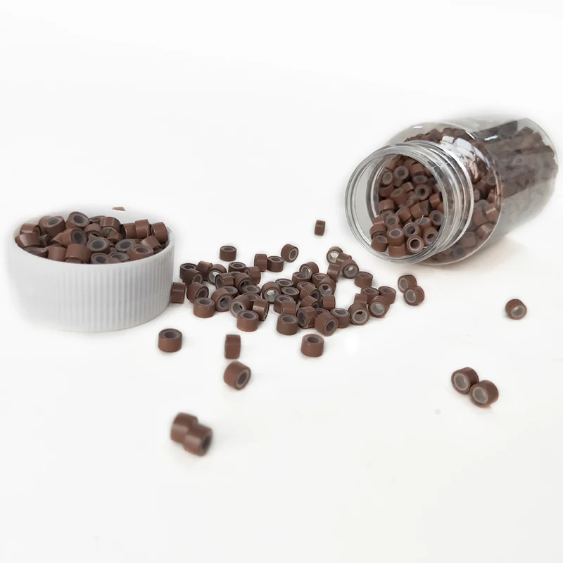 5mm*3mm Fast Ship 1000pcs/box Silicone Lined Micro Beads Silicone Micro Beads for I Tip Hair Extensions