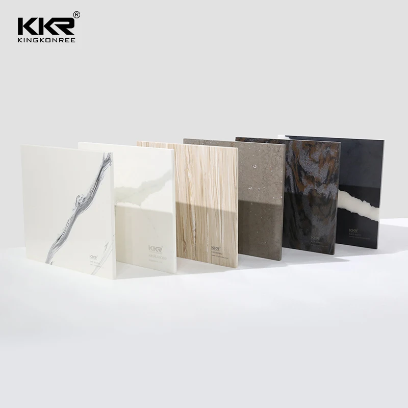 High end customized design solid surface pure grey 100% acrylic stone for hotel project