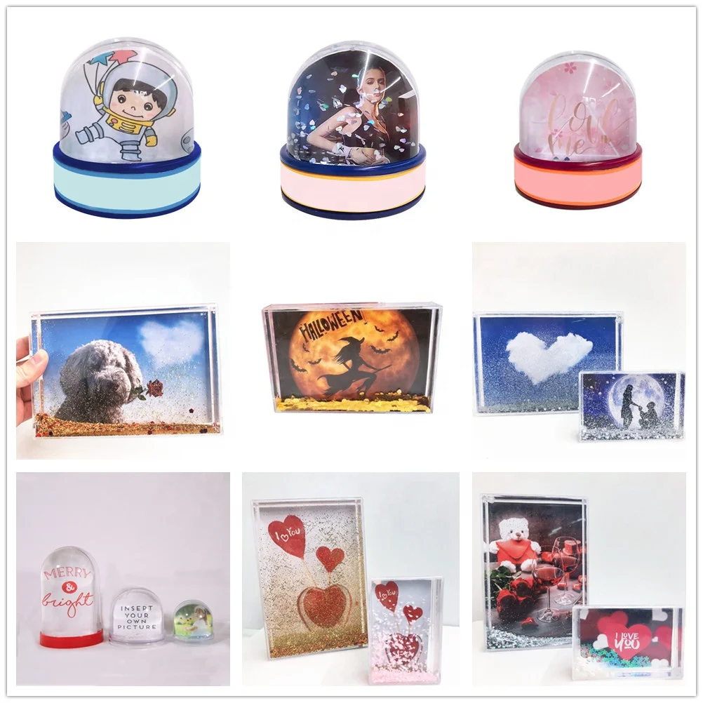 Cute Liquid Acrylic Photo Frames 4x6 Inch (10x15 cm) Glitter Picture Frame Wall Mount Nautical Lovely Home Decoration Snow Globe