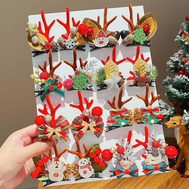 Christmas Reindeer Antlers Headband Hairpins Hairbands Girls Beauty Headdresses Cute Christmas Clips Hair Accessories