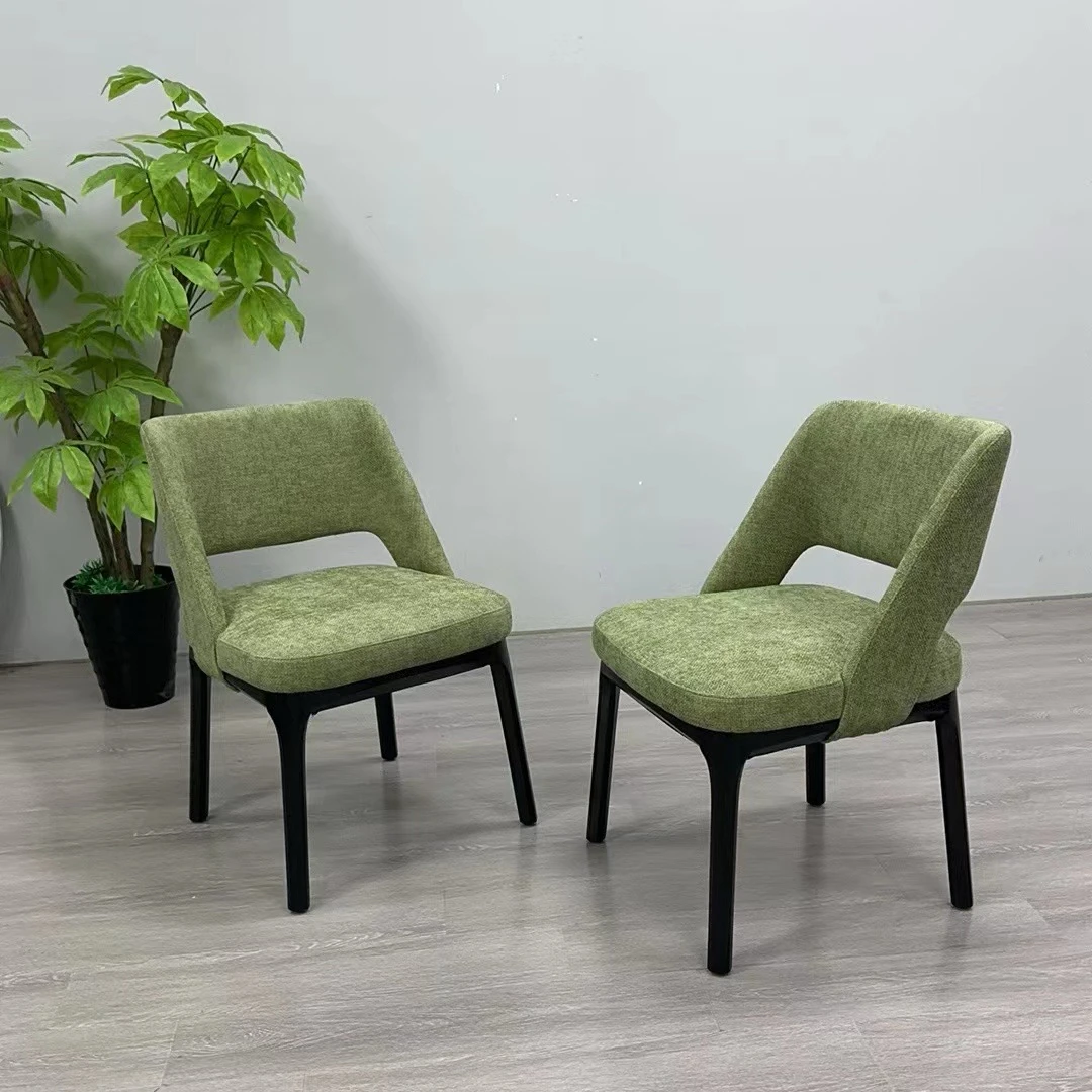 New arrival solid wood leg chairs dining room furniture Italian modern green fabric dining chair
