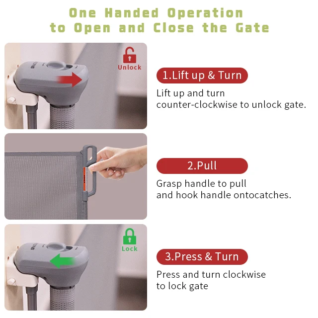 Baby Safety Gate Retractable Baby Gate Customized Retractable Stair Safety Baby Gate