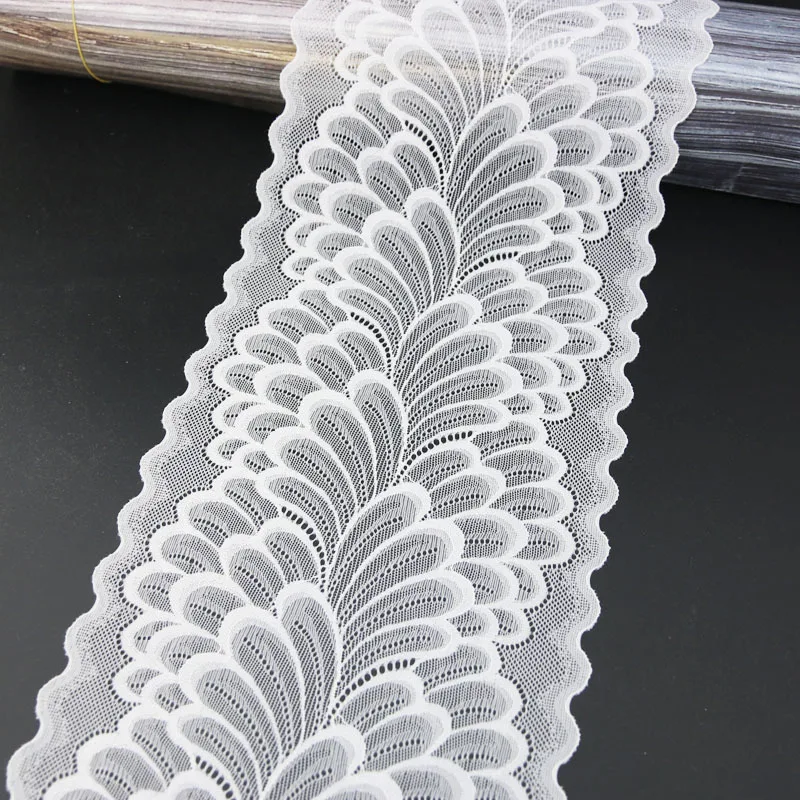 (3 Meters) 22cmpcdaves Elast66.6 Mmtch Lace Decoration Embroidery Fabric Elastic Lace Trim Embroidery Lace 1 Meter Wide