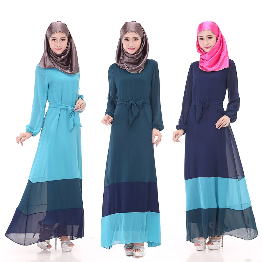 NEW Arrival Dubai Long Sleeve Evening Abaya Muslim Women Maxi Dress Chiffon Dresses