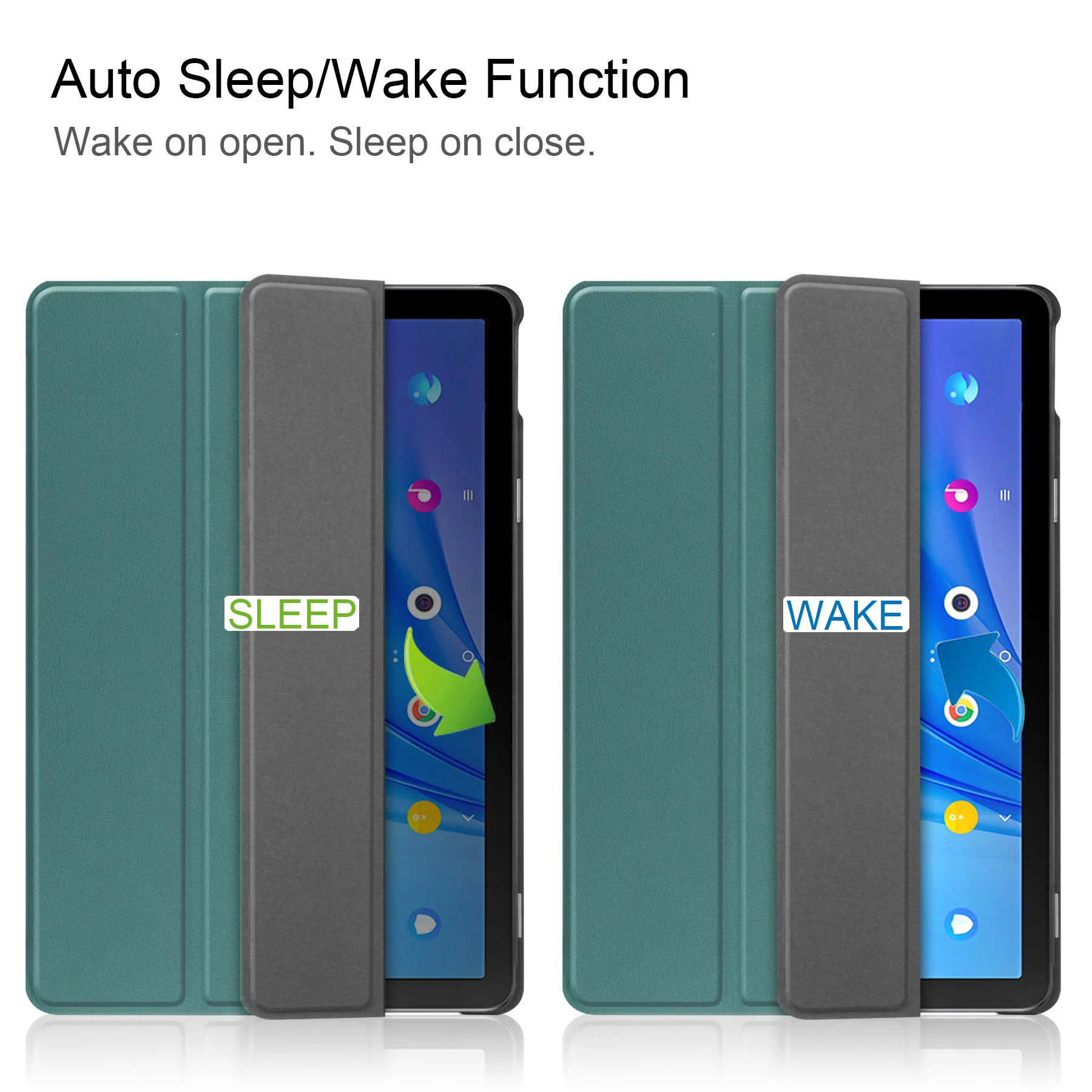 PU+PC Trifold Slim Stand Leather Case Shell for TCL Tab 10s Smart Cover