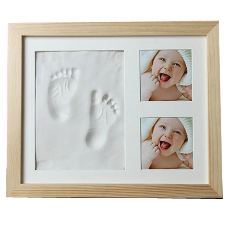 Wholesale Wood Baby Footprint Clay Baby Handprint and Footprint Makers Baby Frame Kit DIY Picture Frame