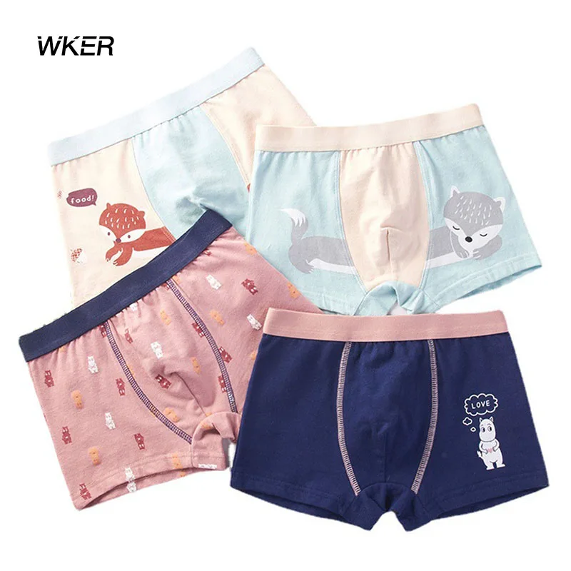 Детское нижнее белье WKER для детей, шорты с мультяшным рисунком, мягкие хлопковые трусы, мужское нижнее белье Ethika для мальчиков