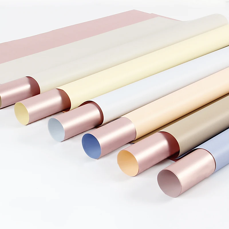 ZL Korea Thicken Colorful Gift Packaging Floral Bouquet Waterproof Two toned Wrapping Paper Gift Paper Floral Rose Gold