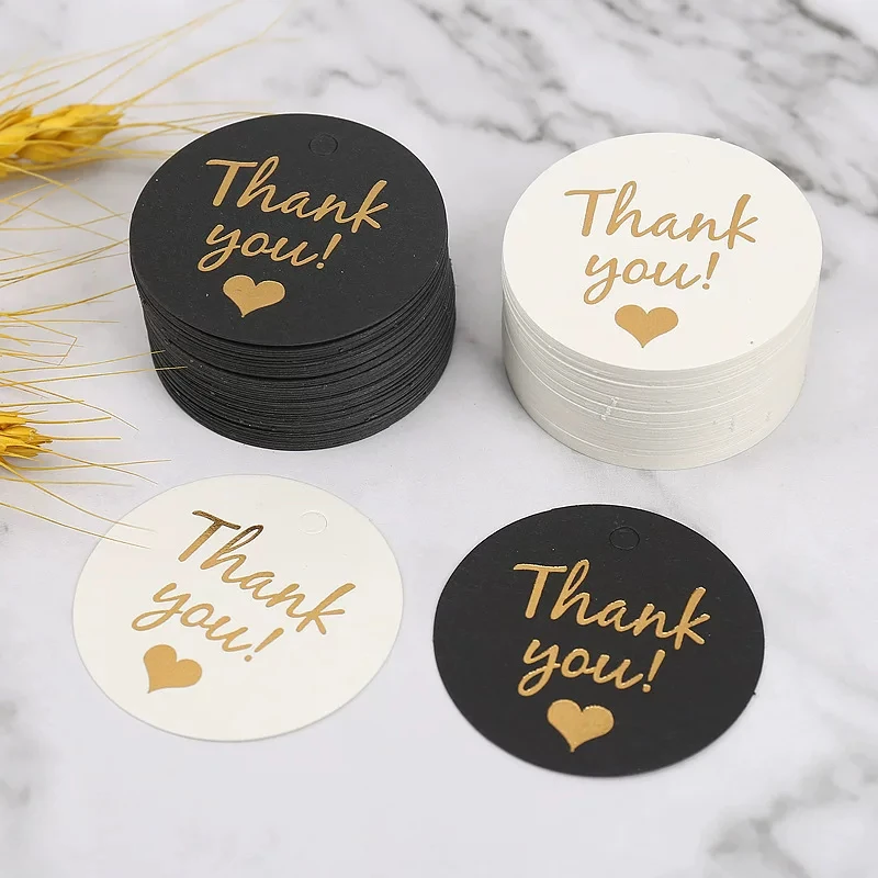 Black Round Paper Tag Thank you card