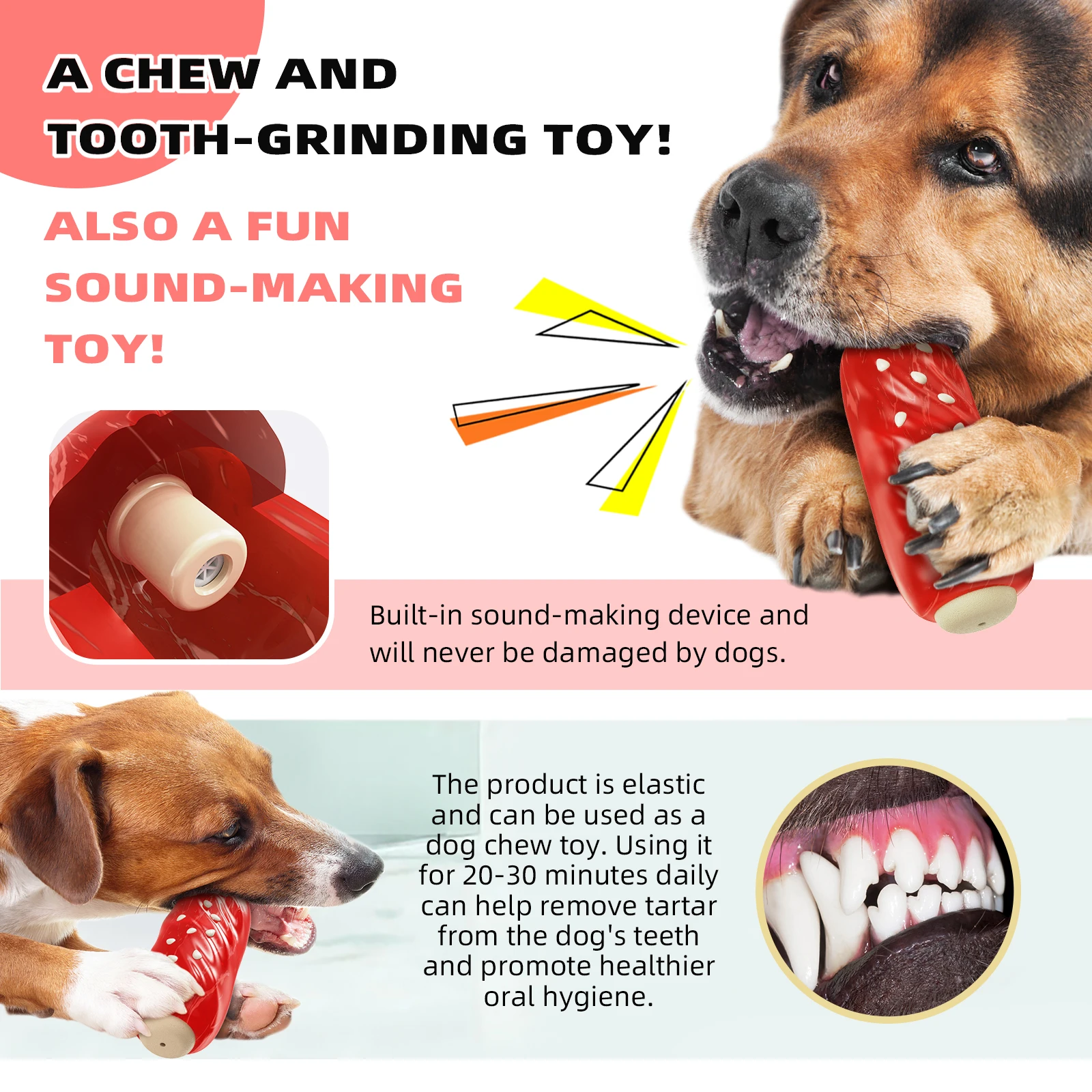 Factory Wholesale New Design Pet Teething Sound Relief Toys Gnawing Interactive Toys Bones Dog Toys