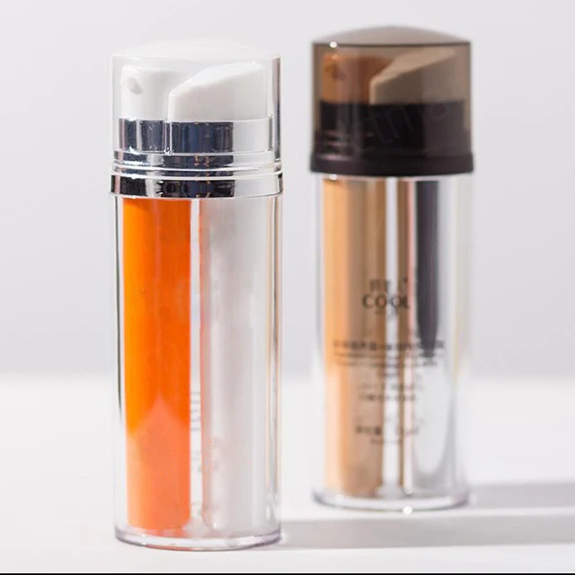 Customized color 15mlx2 two in one cylinder shape double pump cosmetic dual bottle 15ml