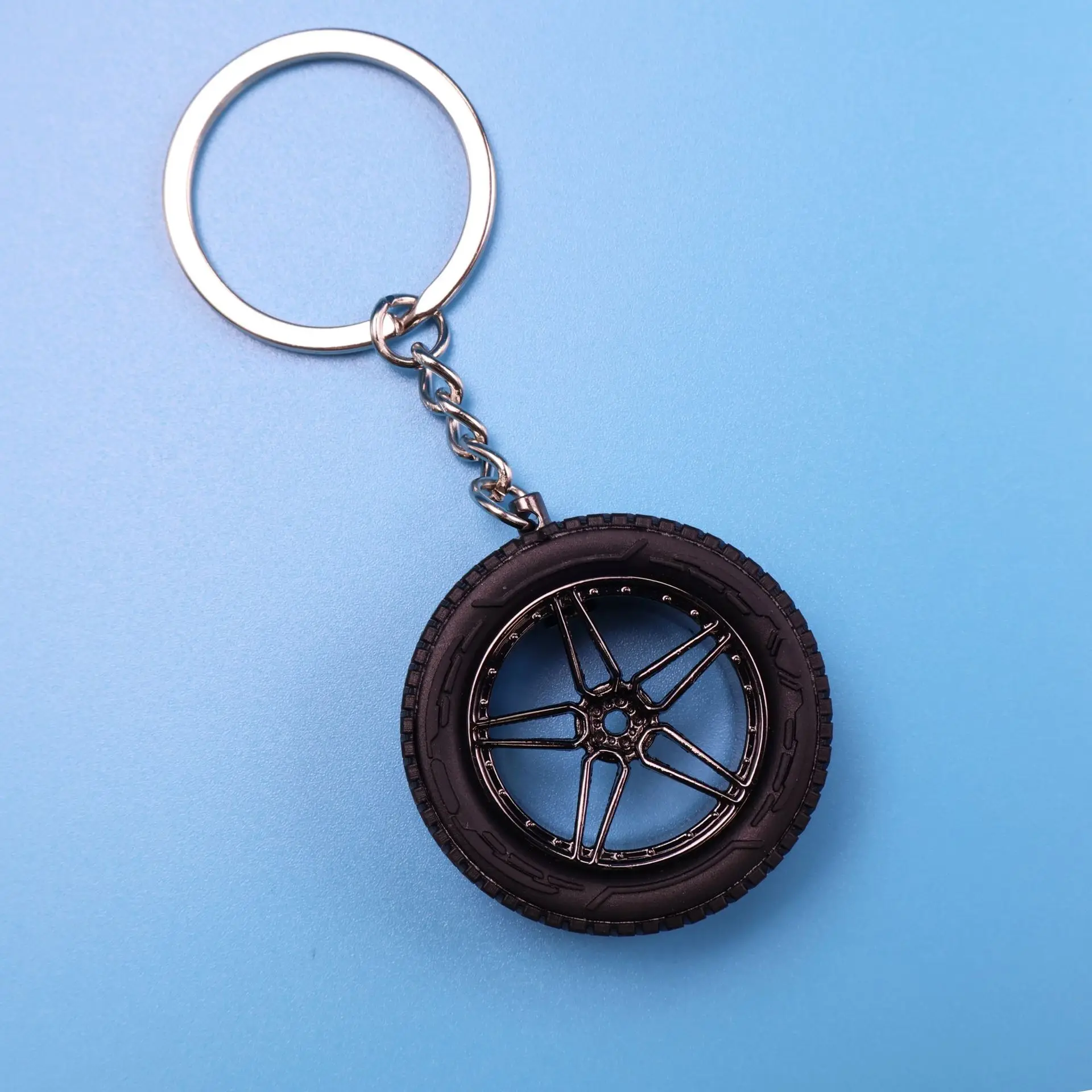 Hot Sale Mini Car Tyre PVC Soft Rubber Keychain Custom Logo Promotional Car Key Chain Keyring