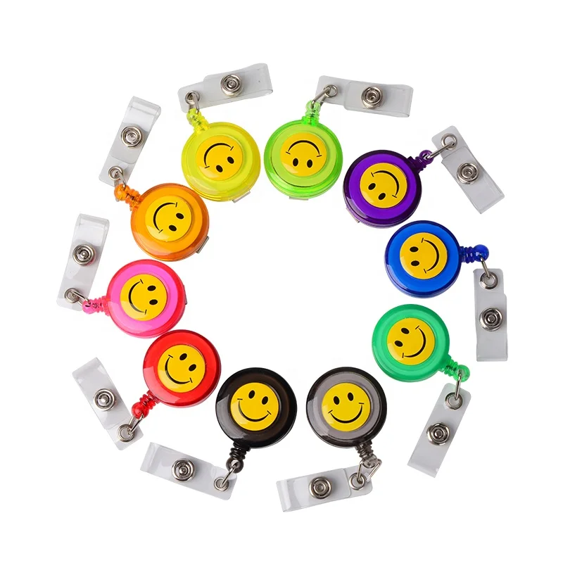 Милая Прозрачная Круглая бейдж с улыбающимся лицом катушка ремешком для больницы продавец магазина