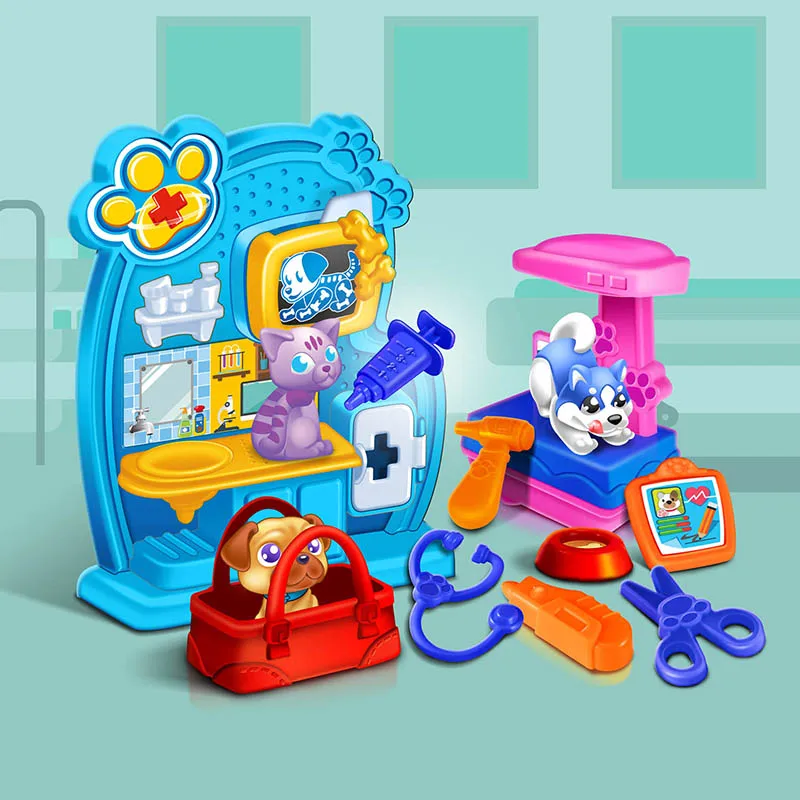 Cartoon Dog Animal Pet Hospital Medical Doctor Set Toy Pretend Play Toy Doctor Kit for Kids Educational