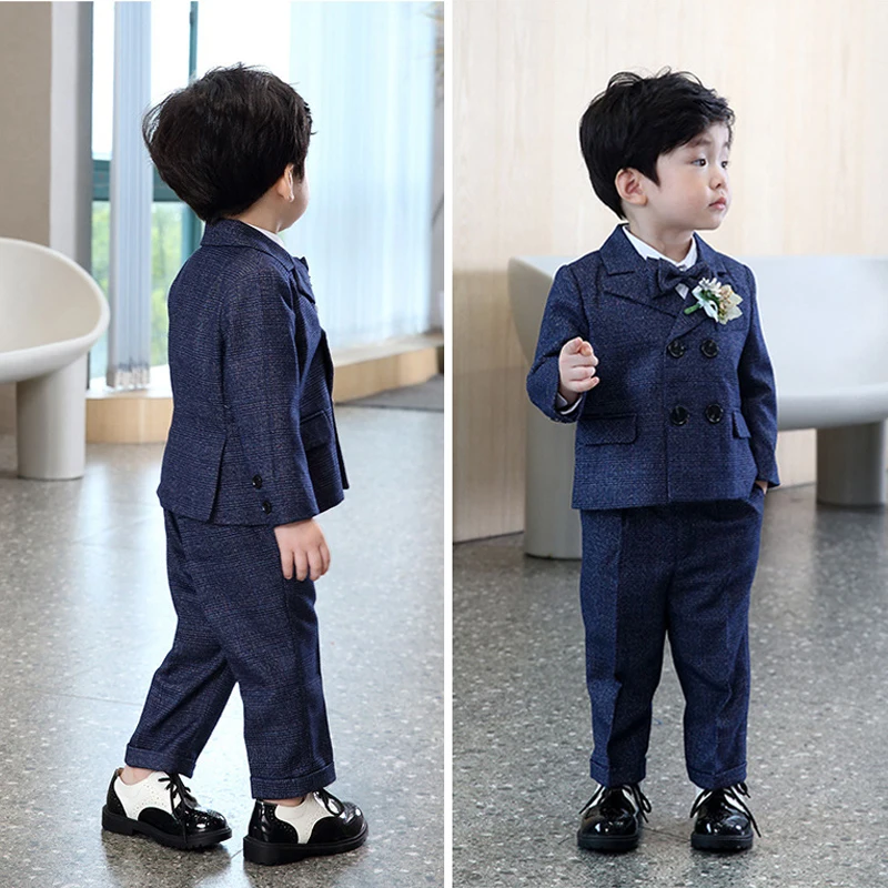 2022 Tuxedo Children Wedding Outfits Formal Toddler Boy Formal Suits Dresses Little Boy School Uniform Elegant Ceremony Costumes