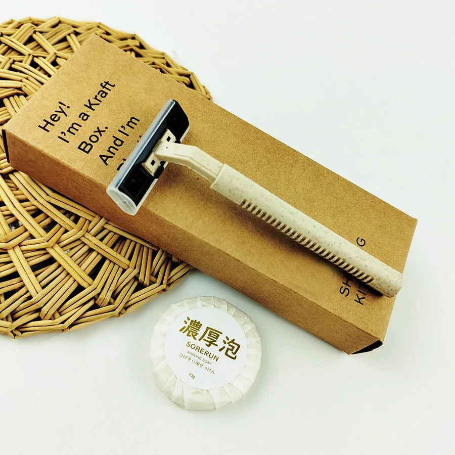 Wholesale Eco-friendly Biodegradable Disposable Shaving Razor with 10g shaving soap