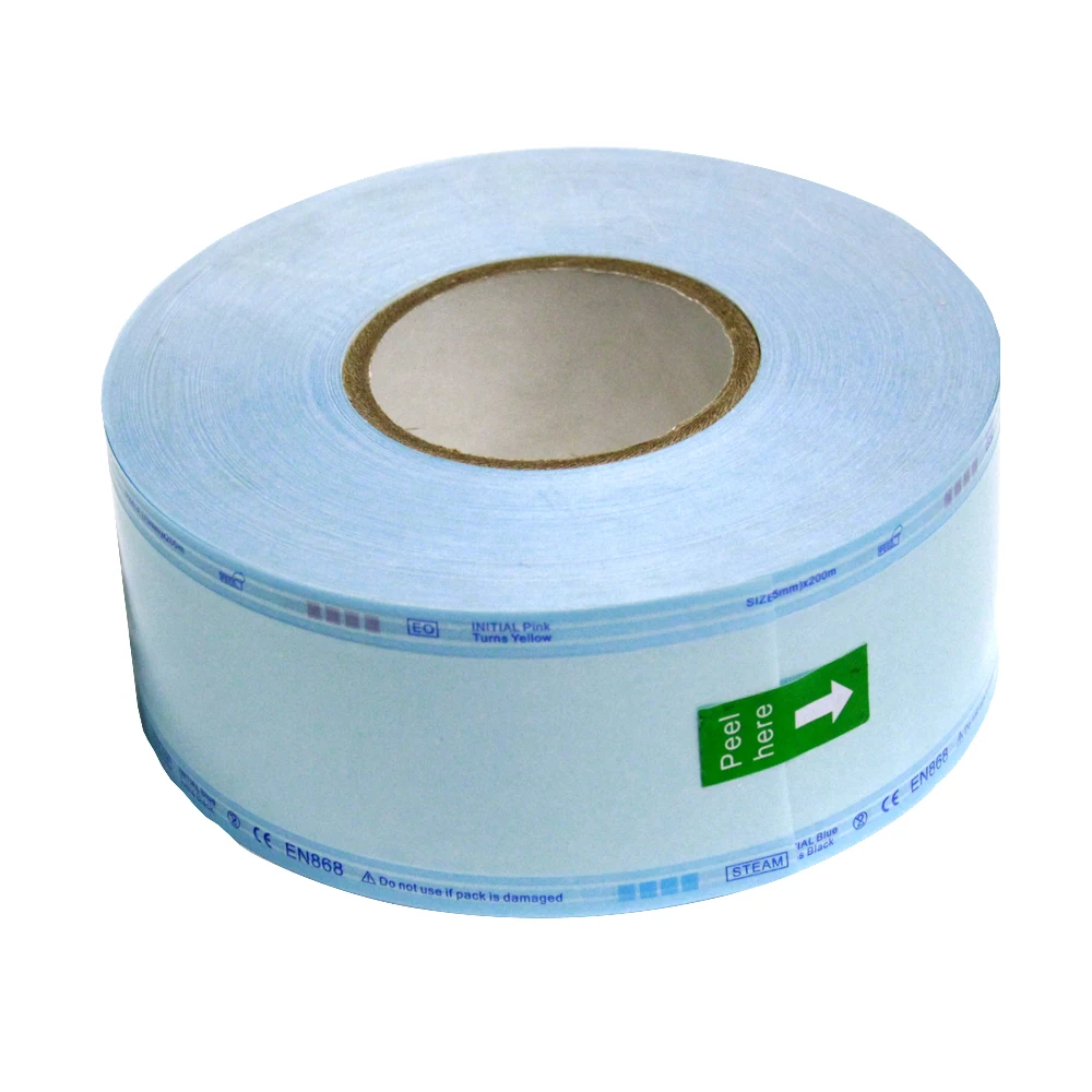 Disposable medical heat sealing sterilization roll with indicator packaging