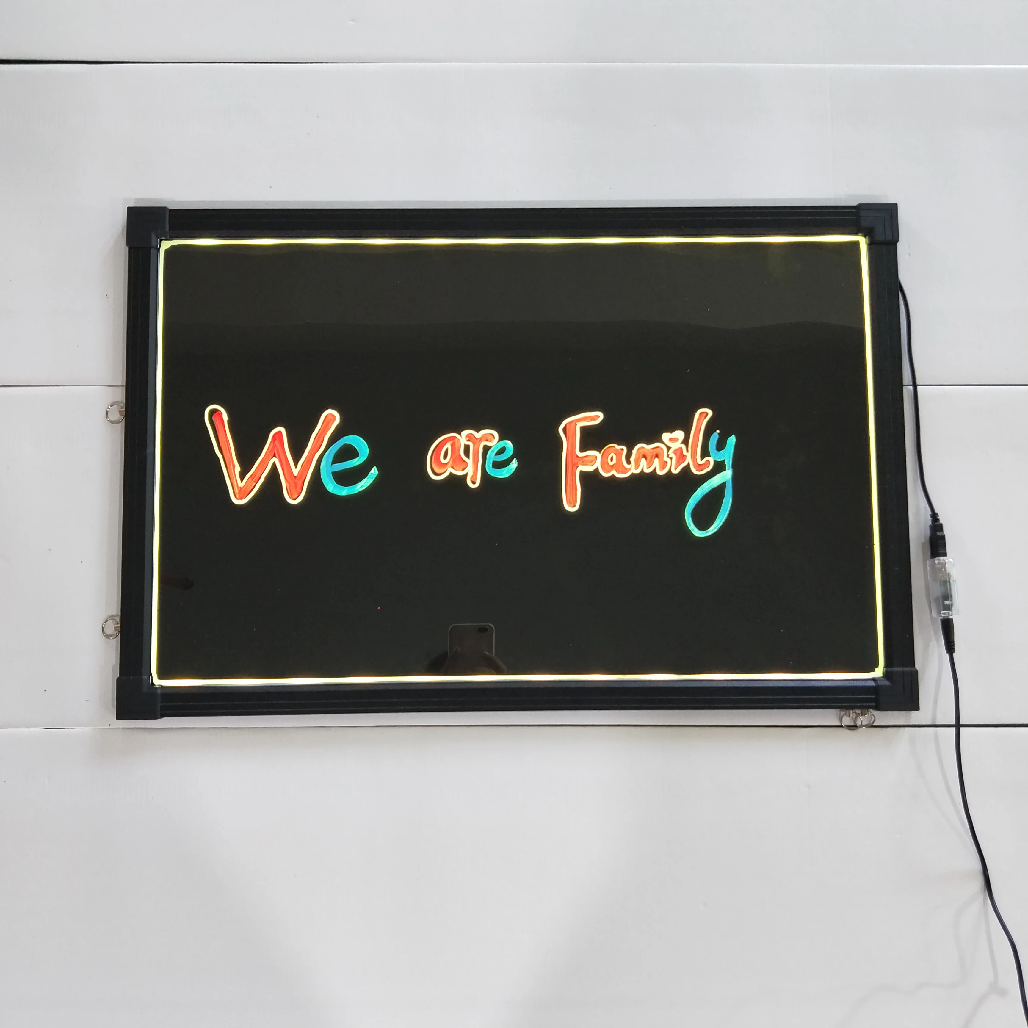 Flashing Illuminated Erasable Neon LED Message Writing Board Bundle with Fluorescent Pens, Remote Control, USB Controller