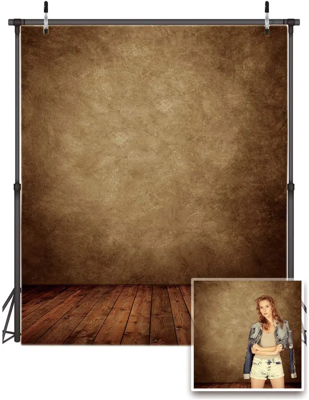 5x7FT Photography Photograph Brown Wall and Wooden Floor Background for Newborn Baby Photography Kid 1st Birthday Cake Smash
