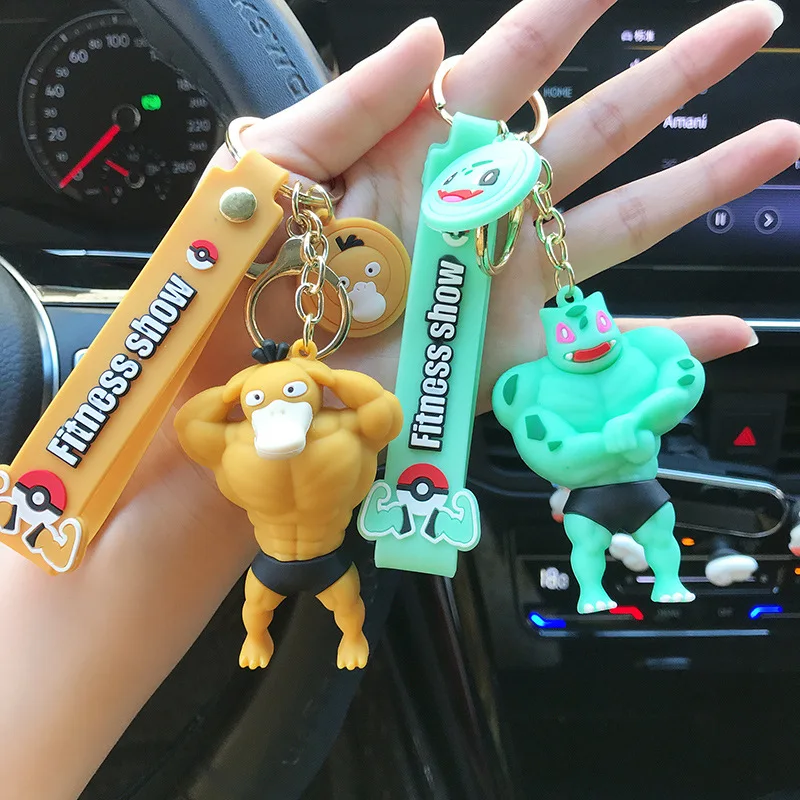 5 Color Poke Monster Pika Charizard Squirtle Bulbasaur in Pym Fitness show PVC mini Figure Rubber Keychain