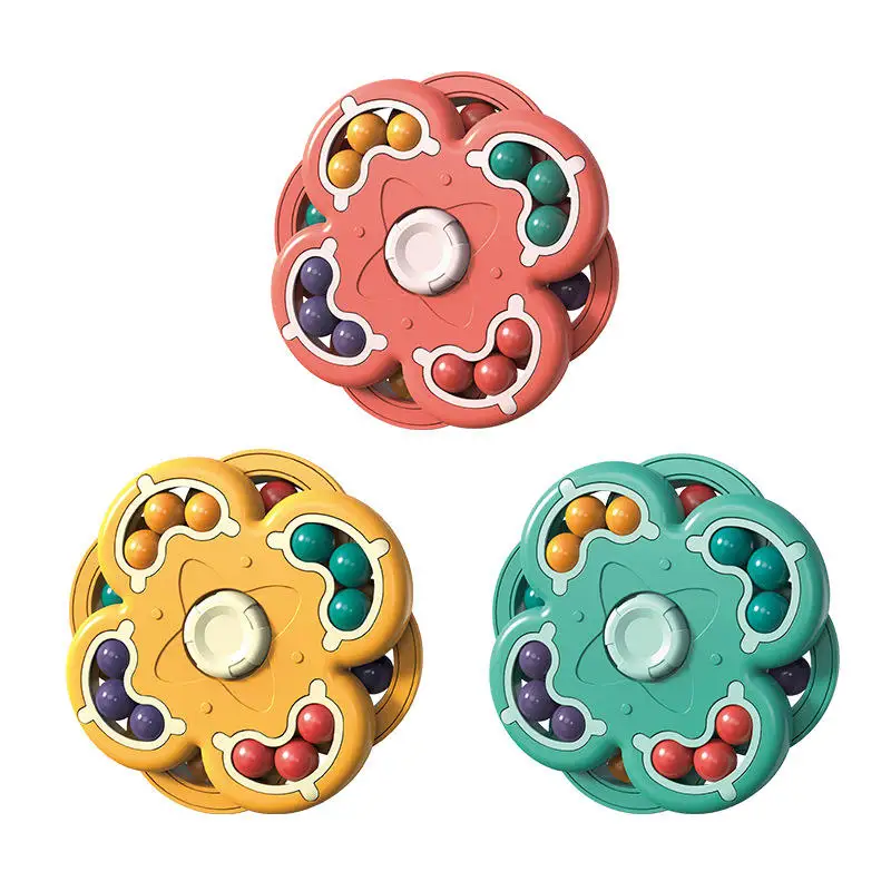 Double-sided Magic Ball Puzzle Cube Toy Finger Top Cube Spinning Rotating Magic Bean Disc Anxiety Relief Fidget Toys For Kids