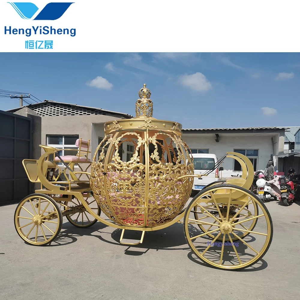 English Style Victoria Pumpkin Cinderella Gold Horse Carriages /Electric Luxury Cinderella Horse Carriage