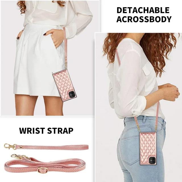 Genuine Leather Phone Case Crossbody Shoulder Mobile Phone Cover Card Holder Coin For Iphone 13/12