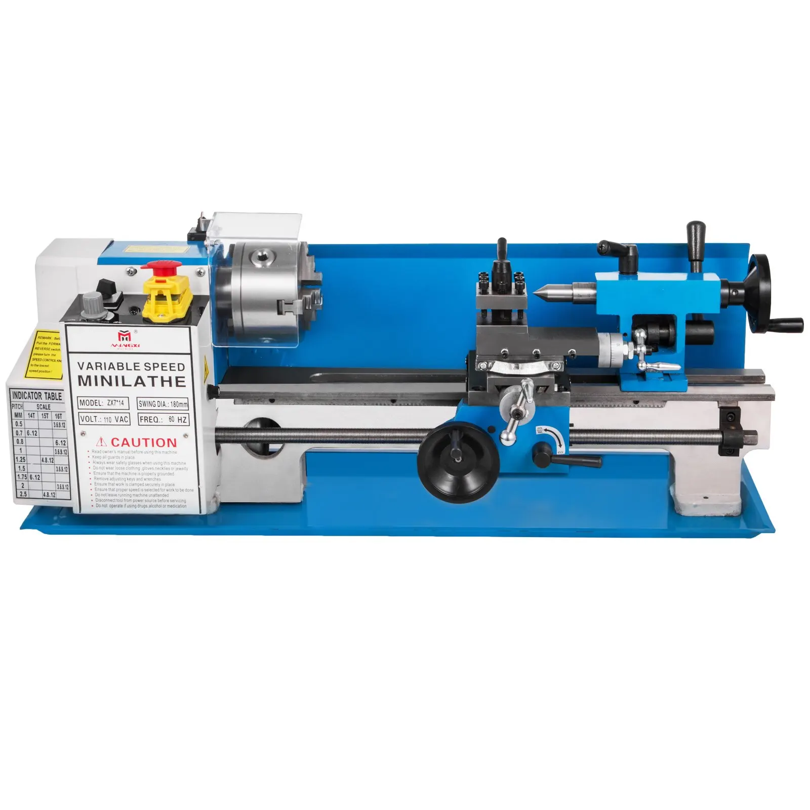 7x14inch Precision Bench Top Mini Metal Lathe 550W Precision Metal Lathe  Nylon Gear with A Movable Lamp