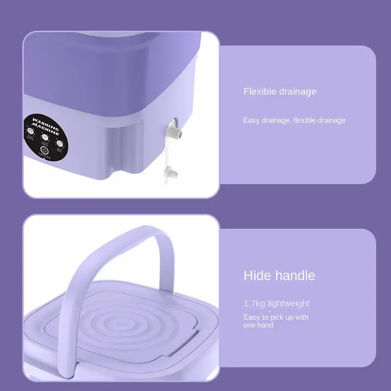 Portable Mini Washing Machine Foldable Wasmachine Laundry Machine Waschmaschine For Baby Clothes Underwear Bra Mini Lavadora