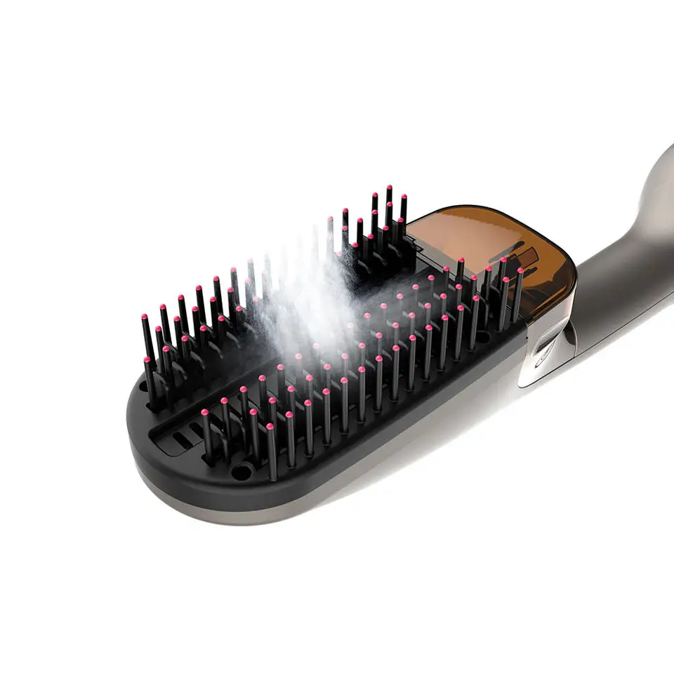 2022 New Style 3 In 1 Steam Hair Straightener Mist Spray Blow Dryer Brush Negative Ion Volumizer Hot Air Brush