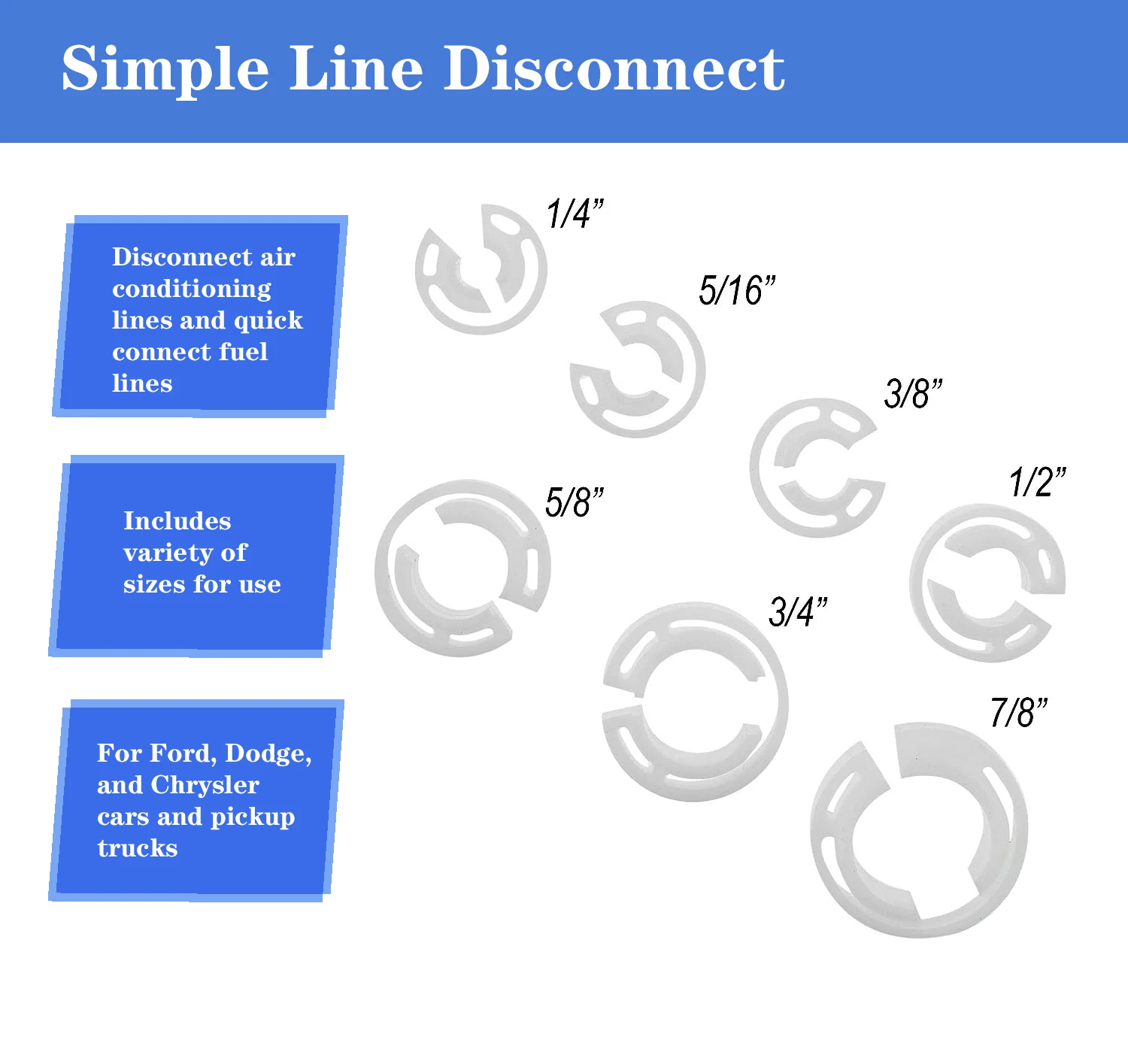 7 pcs A/C Fuel Line Quick Disconnect Tool Set Includes 7 Popular SAE Standard Sizes Quick Disconnect Tool
