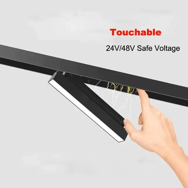 Magnetic track light 48V surface mounted concealed grille light embedded household living room track spotlight