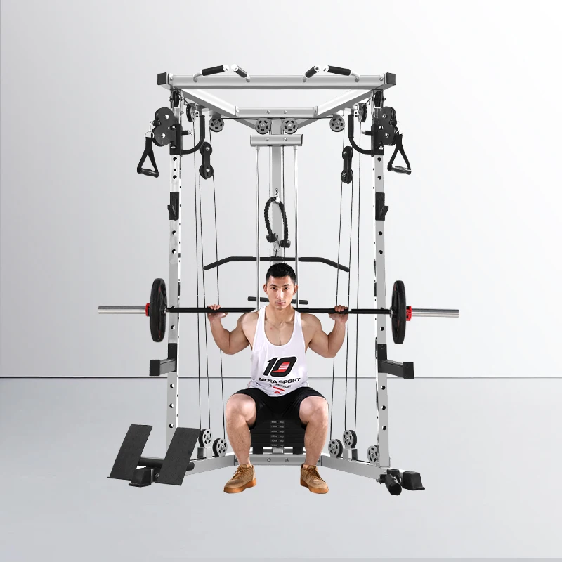 Integrated Training Squat Rack Cable Crossover Multi Functional Trainer Smith Machine Gym Equipment